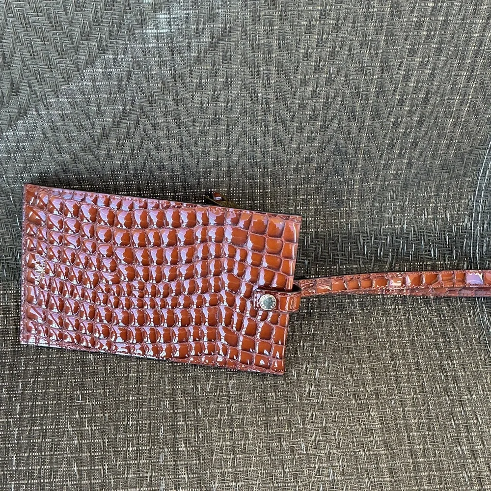 Vince Camuto Jann Brown Patent Leather Wristlet